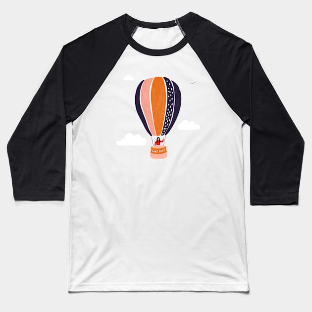 GET LOST funny hot air balloon for travel lovers and adventurers Baseball T-Shirt by OK SKETCHY